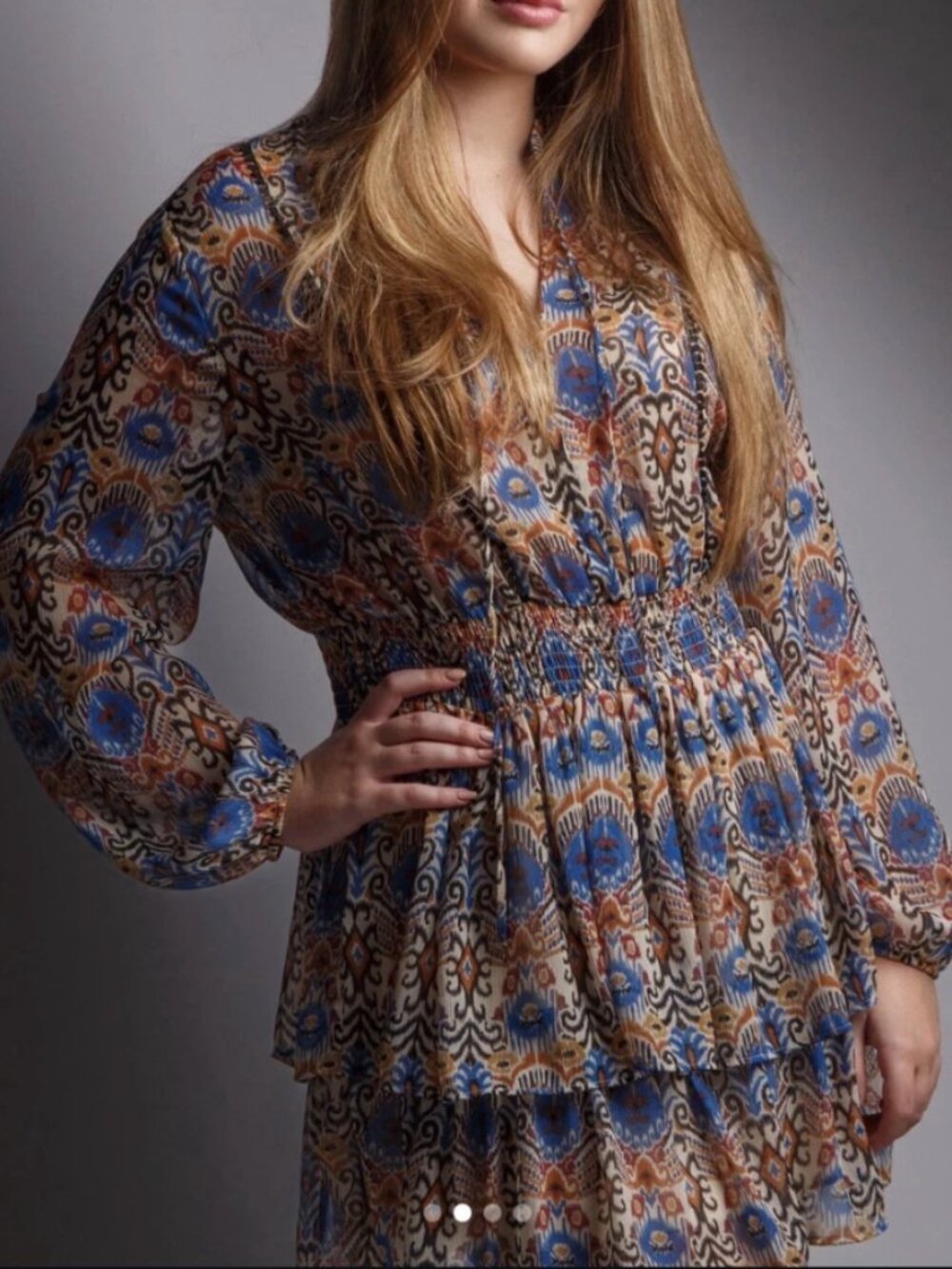ZARA Aztec Western See-Thru Mesh Ruffle Tunic Dress